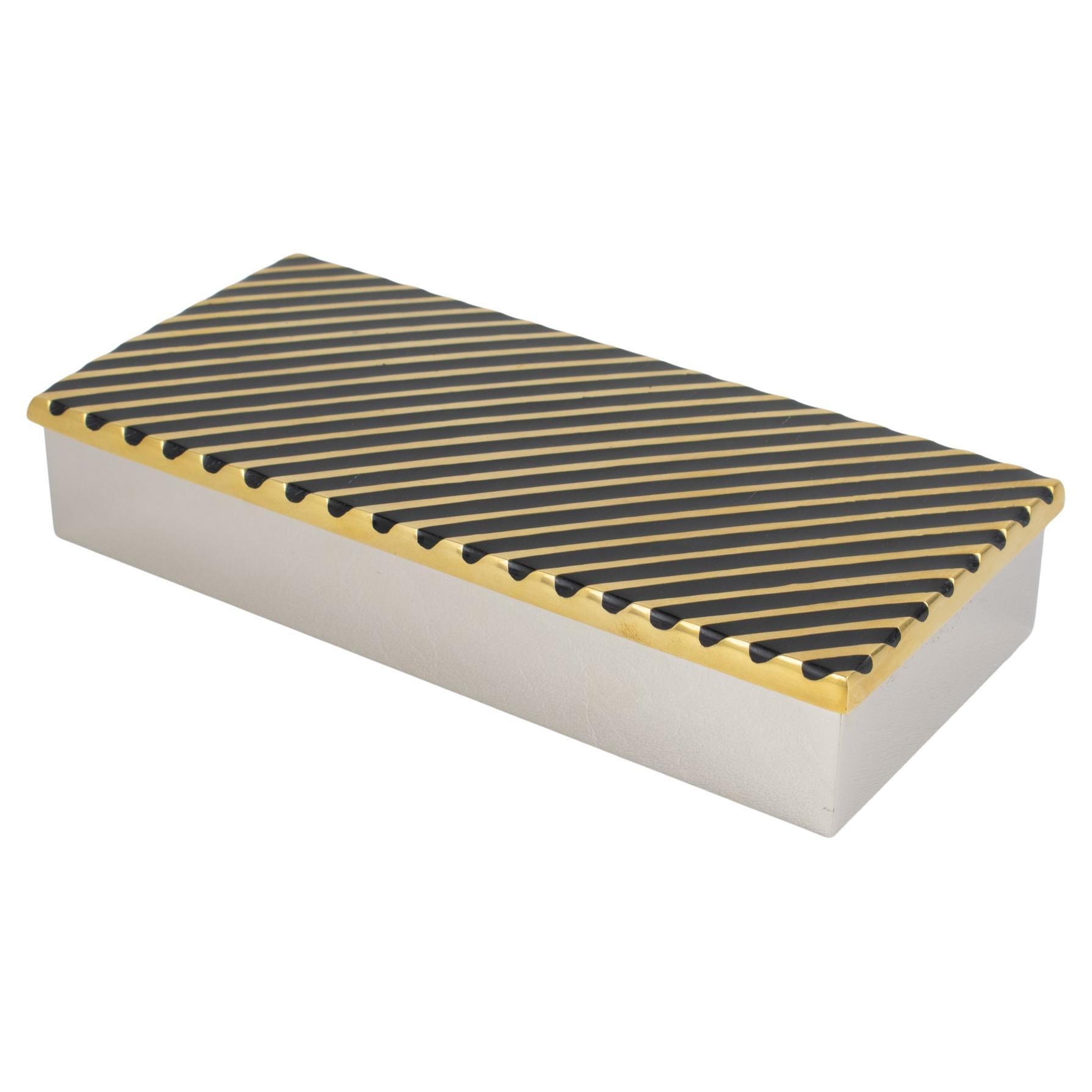 Giacomo Sinopoli for Liwan's Modernist Chrome and Bronze Box, circa 1970 For Sale