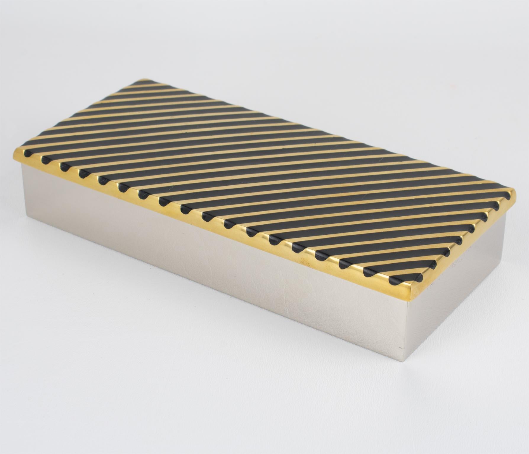 Gilt Giacomo Sinopoli for Liwan's Modernist Chrome and Bronze Box, circa 1970 For Sale
