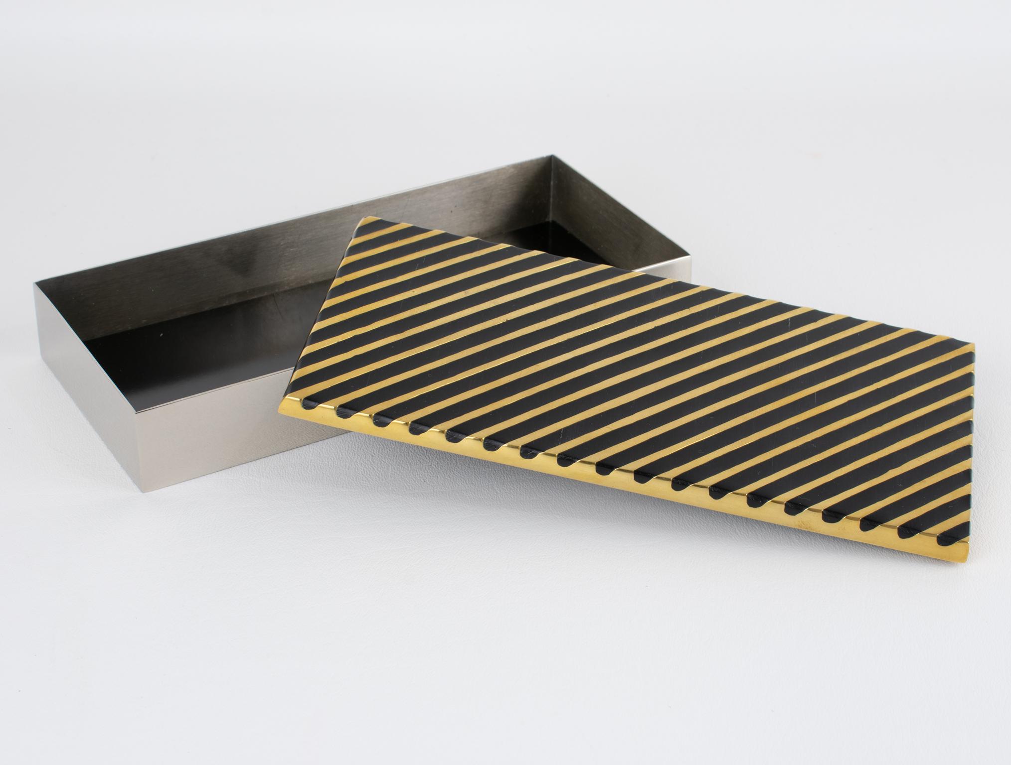 Late 20th Century Giacomo Sinopoli for Liwan's Modernist Chrome and Bronze Box, circa 1970 For Sale