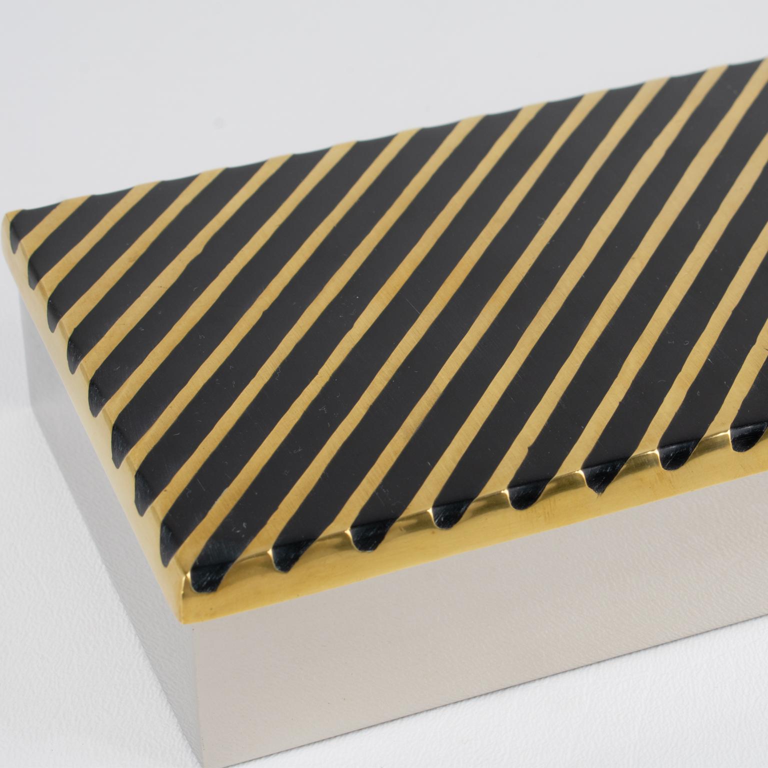 Giacomo Sinopoli for Liwan's Modernist Chrome and Bronze Box, circa 1970 For Sale 3