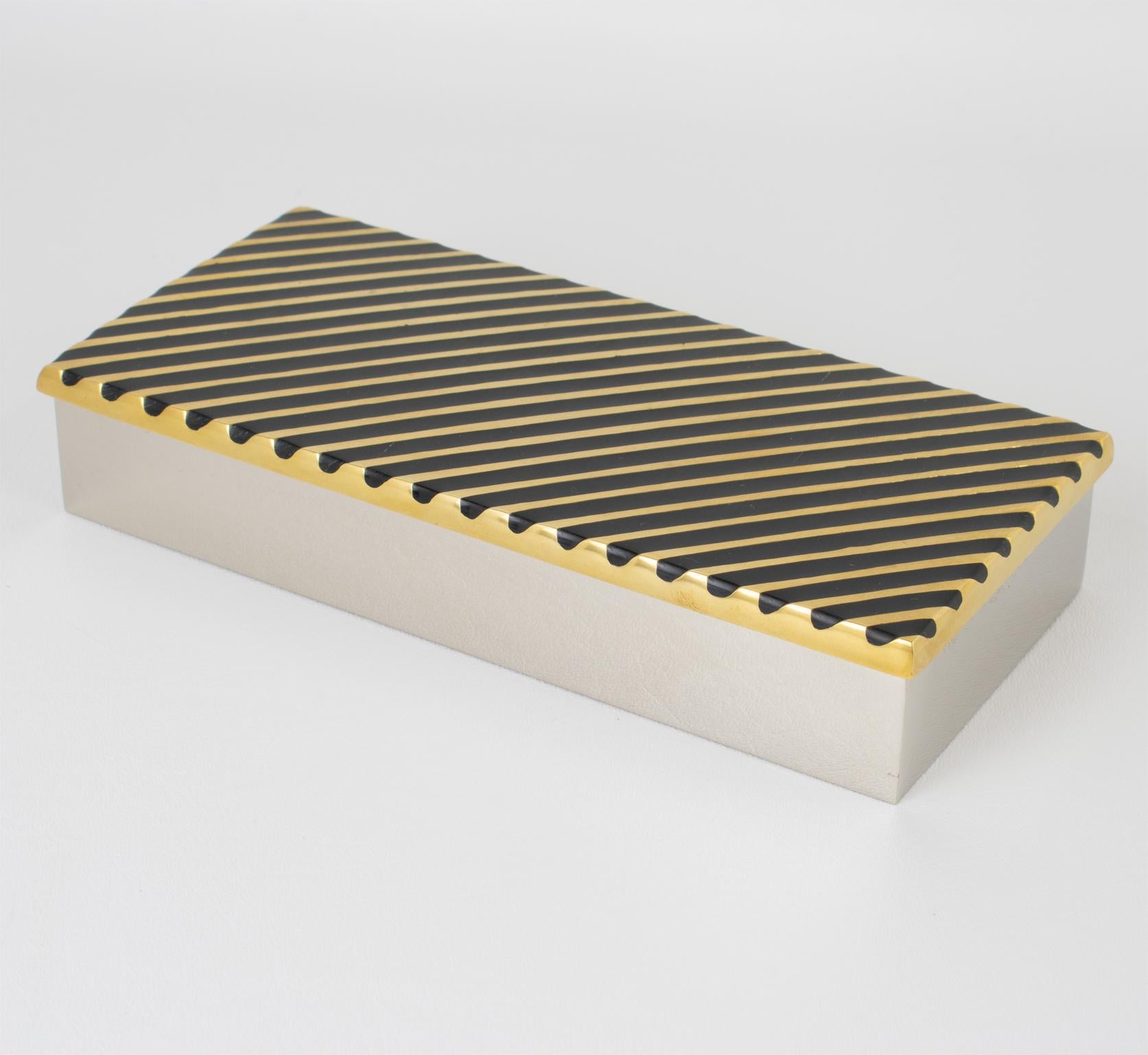 Giacomo Sinopoli for Liwan's Modernist Chrome and Bronze Box, circa 1970 In Good Condition For Sale In Atlanta, GA