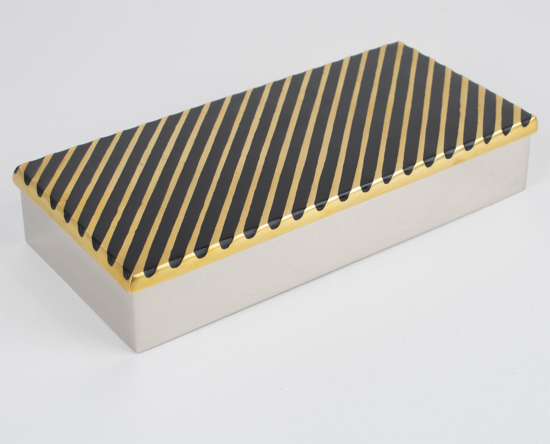 Giacomo Sinopoli for Liwan's Modernist Chrome and Bronze Box, circa 1970 For Sale 6