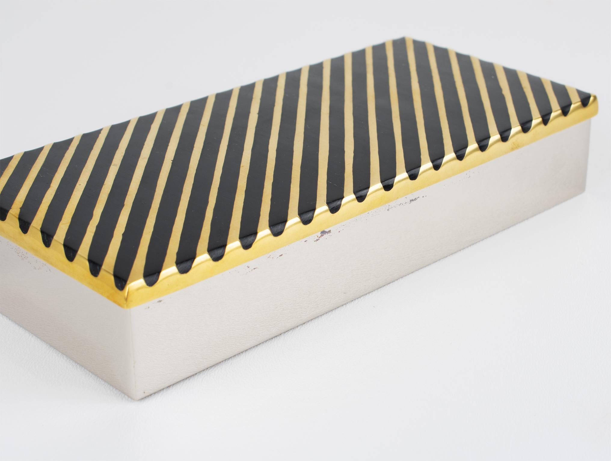 Giacomo Sinopoli for Liwan's Modernist Chrome and Bronze Box, circa 1970 For Sale 5