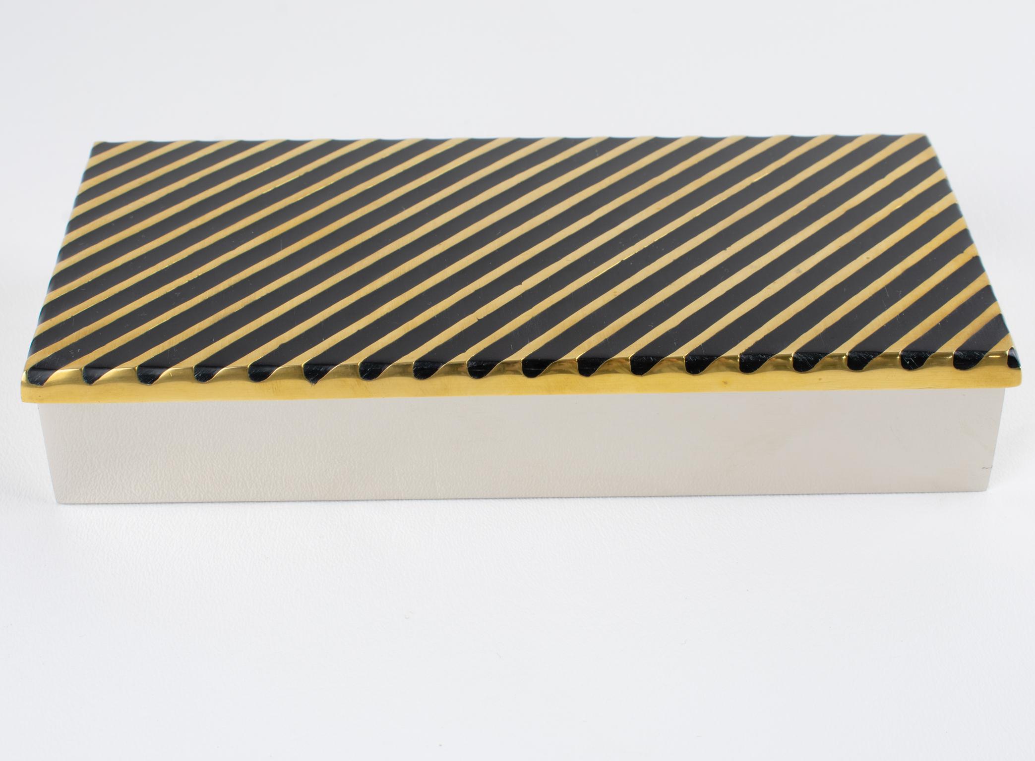 Giacomo Sinopoli for Liwan's Modernist Chrome and Bronze Box, circa 1970 For Sale 4