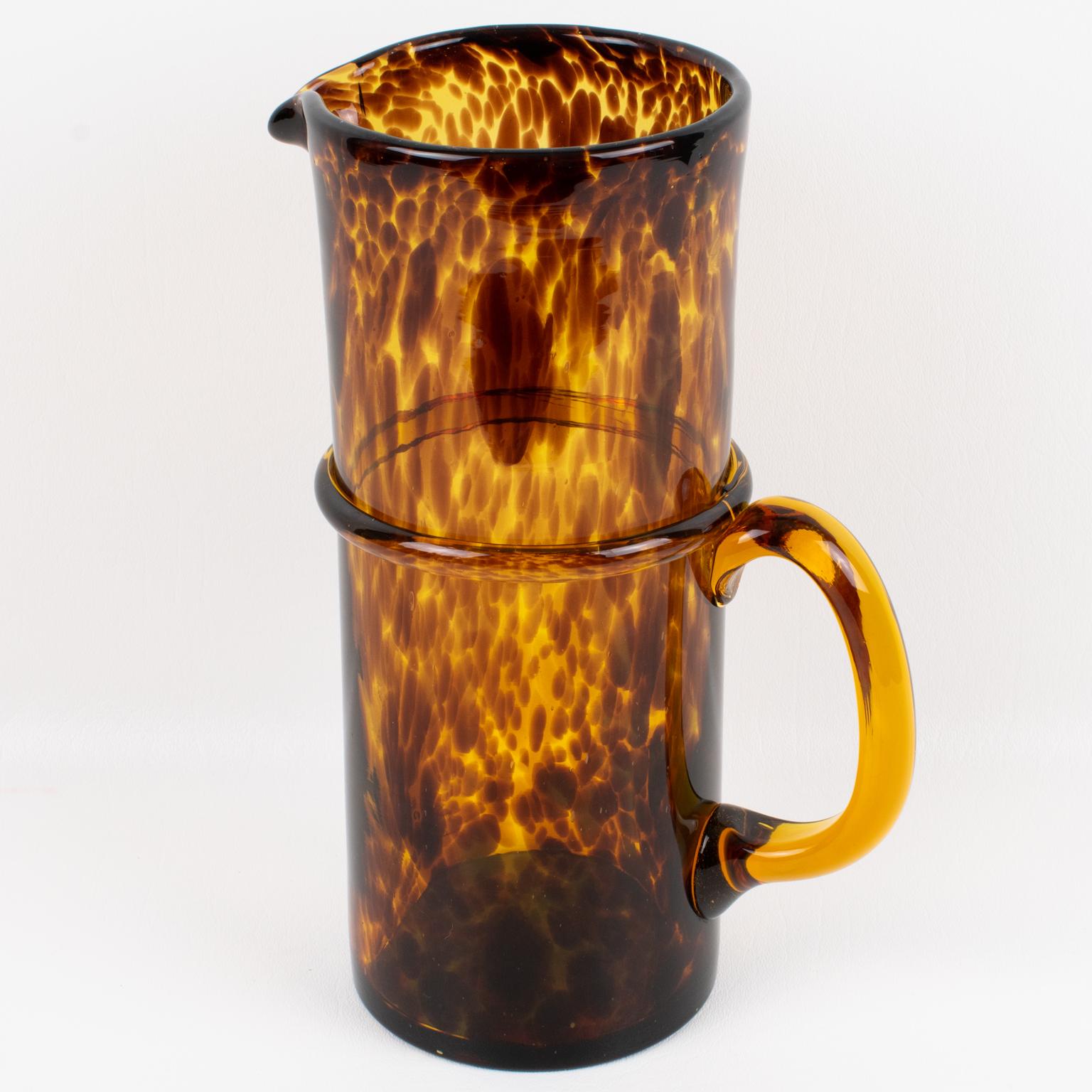 Christian Dior Home Tortoiseshell Glass Barware Pitcher and Decanter, circa 1960 In Good Condition For Sale In Atlanta, GA