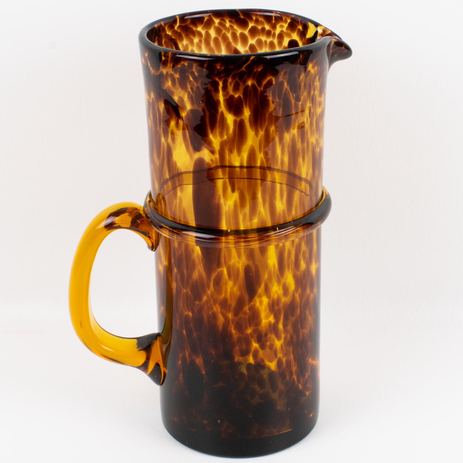 French Christian Dior Home Tortoiseshell Glass Barware Pitcher and Decanter, circa 1960 For Sale