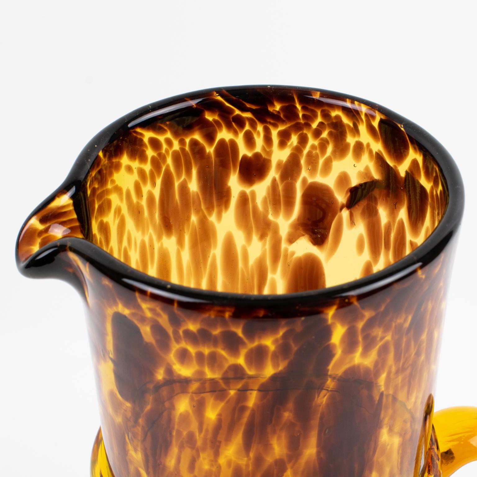 Mid-20th Century Christian Dior Home Tortoiseshell Glass Barware Pitcher and Decanter, circa 1960 For Sale