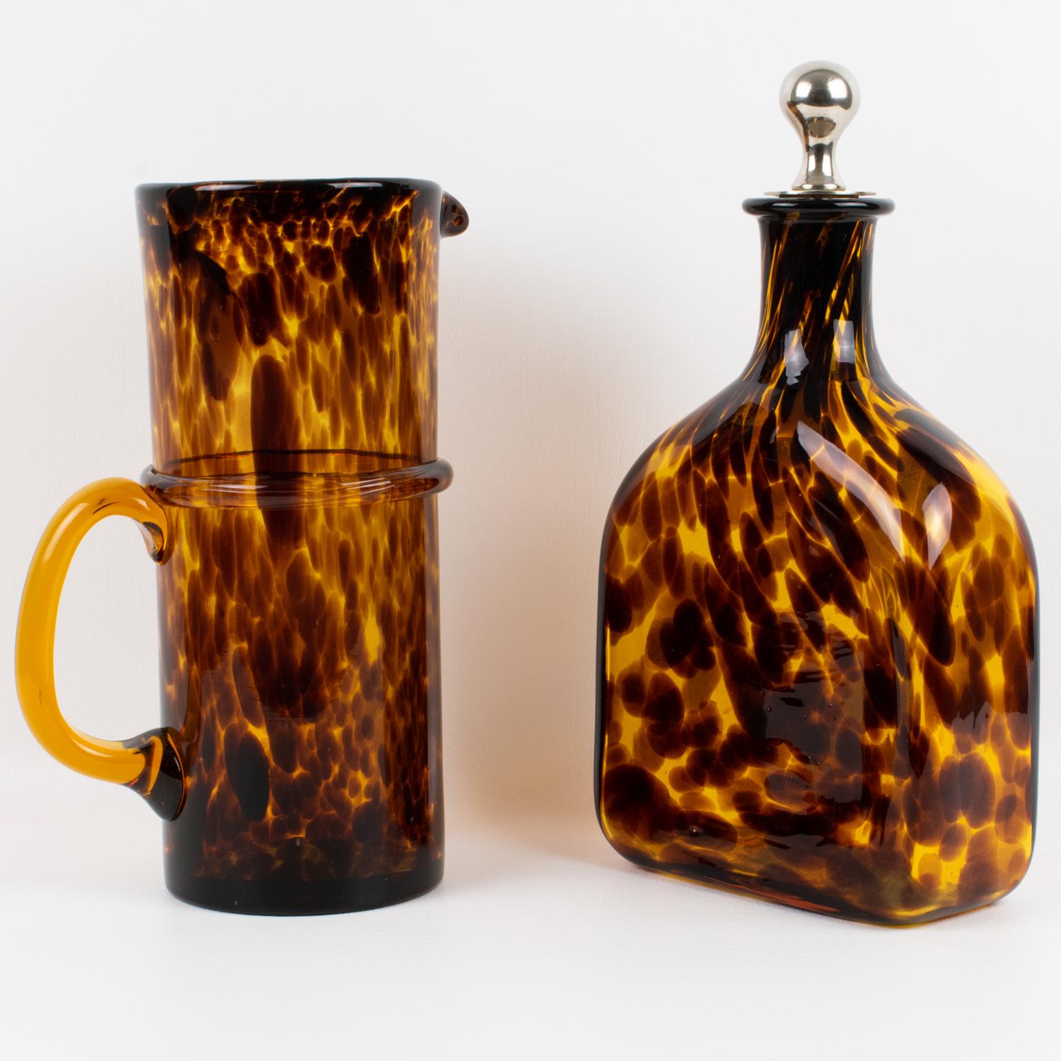 Christian Dior Home Tortoiseshell Glass Barware Pitcher and Decanter, circa 1960 For Sale 12