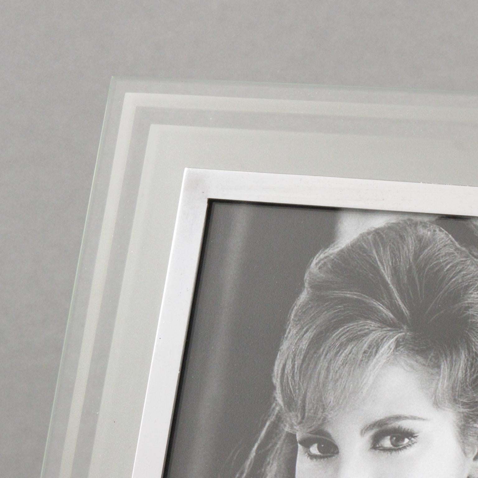 Mid-20th Century Modernist Frosted Glass and Metal Picture Frame, circa 1940 For Sale