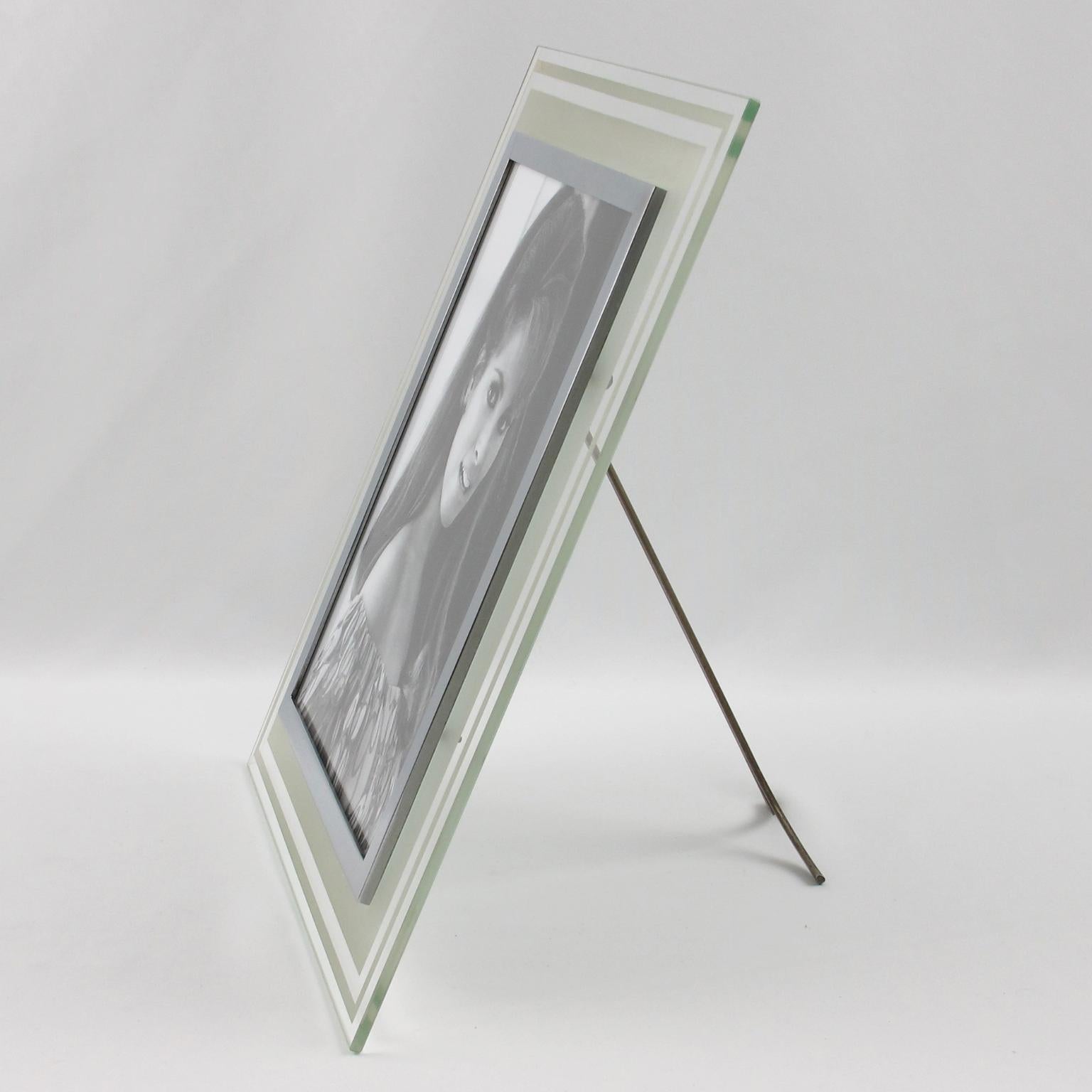 Modernist Frosted Glass and Metal Picture Frame, circa 1940 For Sale 2