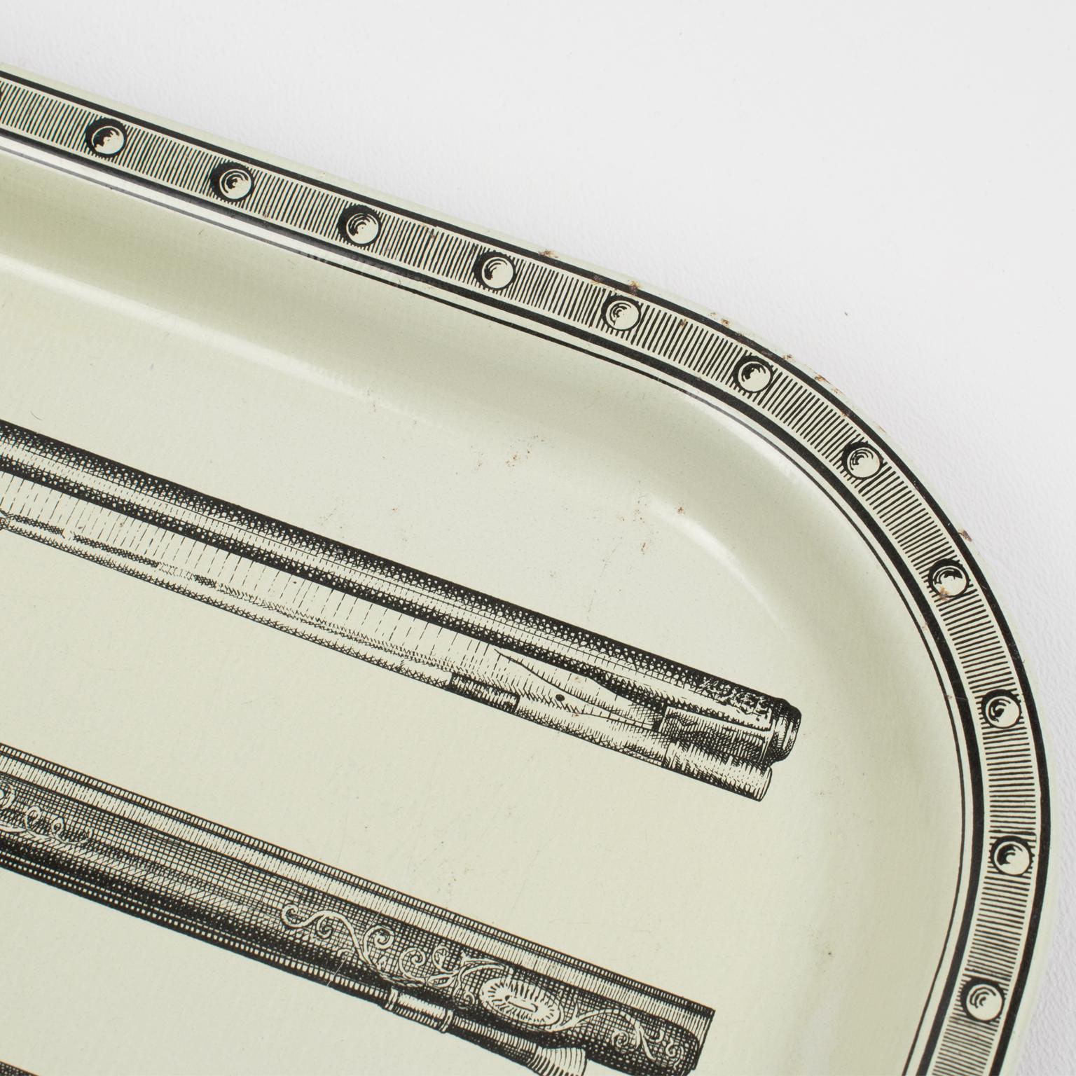 Mid-20th Century Pistols and Old Guns Barware Metal Serving Tray, circa 1960 For Sale