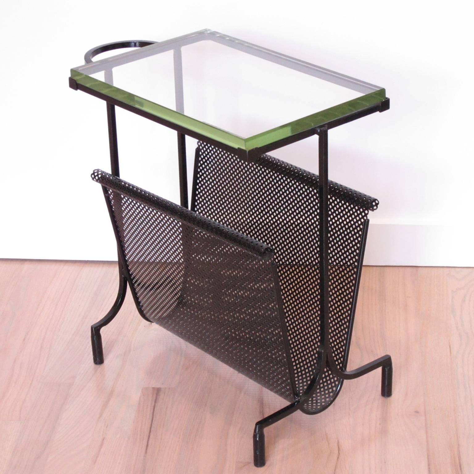 Pair of Perforated Metal Magazine Stand Side Table by Mathieu Matégot, 1950 In Excellent Condition In Atlanta, GA