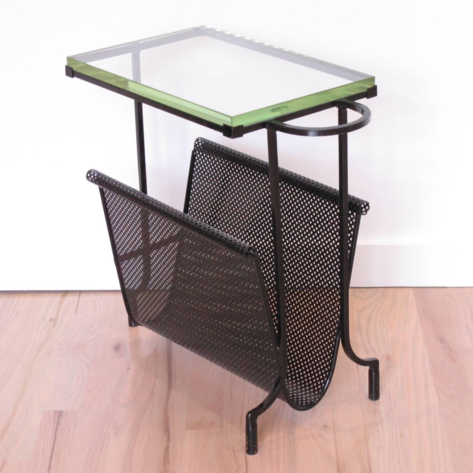 Pair of Perforated Metal Magazine Stand Side Table by Mathieu Matégot, 1950 2