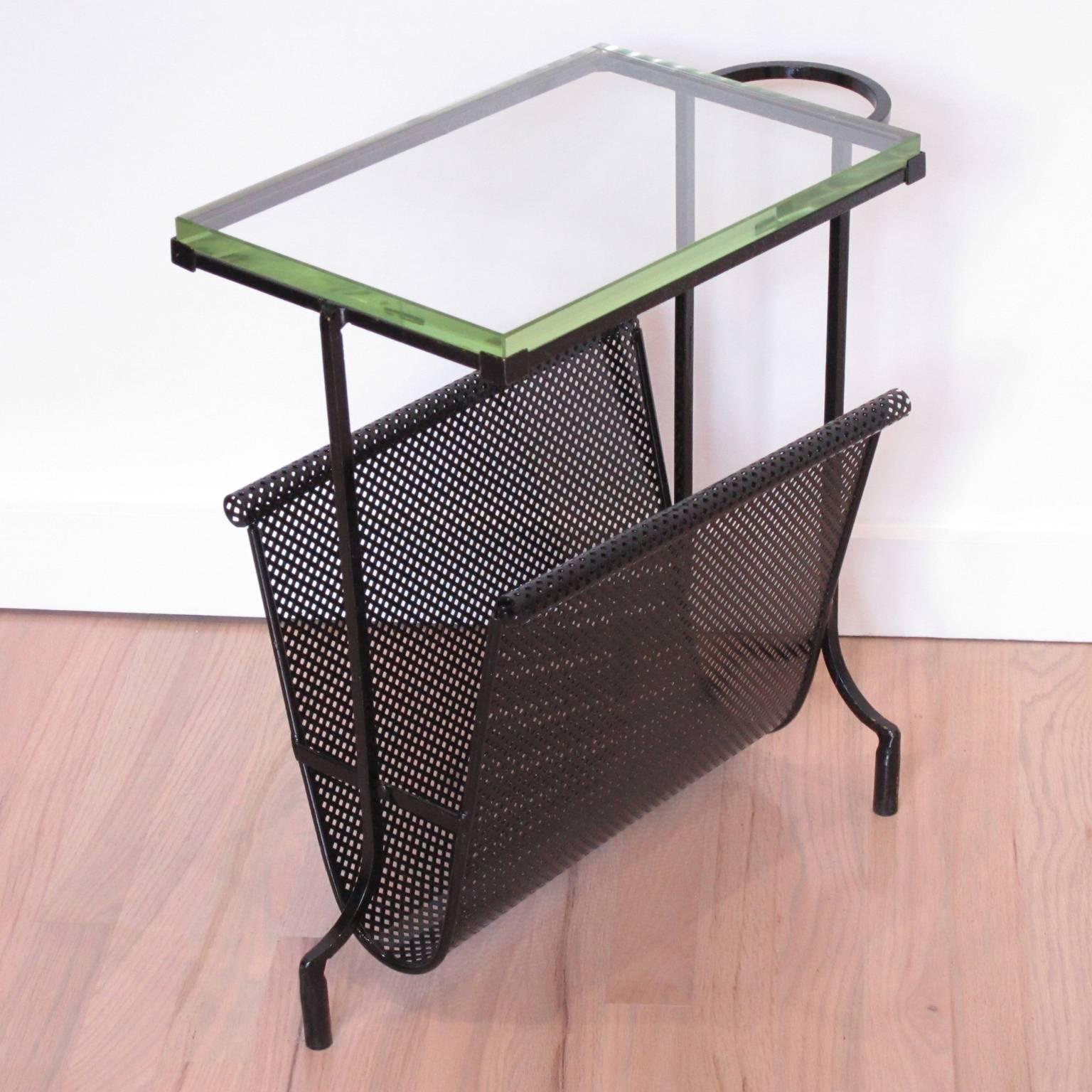 Pair of Perforated Metal Magazine Stand Side Table by Mathieu Matégot, 1950 1