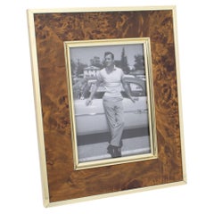 Mid Century Montagnani Italy Gilded Metal and Walnut Wood Picture Frame