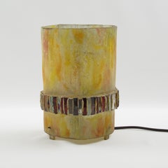 Line Vautrin School Modernist Talosel and Mirror Table Lamp, circa 1960