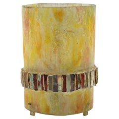 Line Vautrin School Modernist Talosel and Mirror Table Lamp, circa 1960