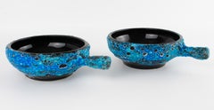Charles Cart for Cyclope Turquoise Lava Ceramic Vide Poche, a pair, France 1960s
