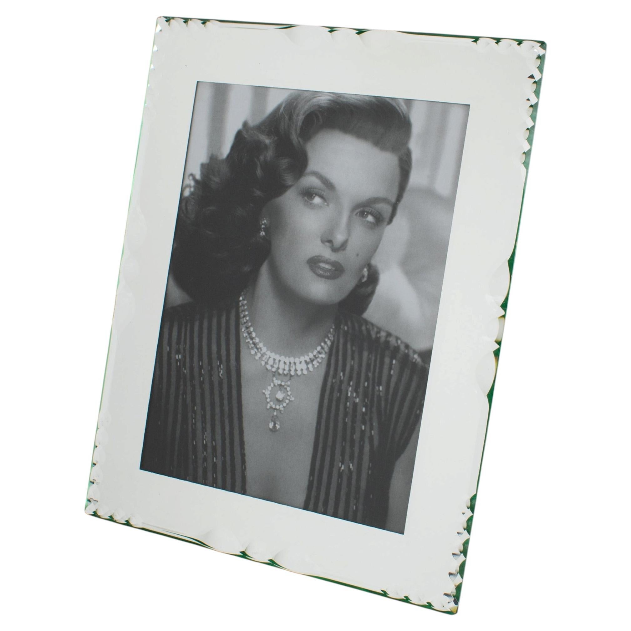 French Hollywood Regency Mirrored Glass Picture Frame, circa 1940 For Sale