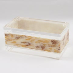 Boîte moderne « Mid-Century » en Lucite, imitation marbre, États-Unis, 1970