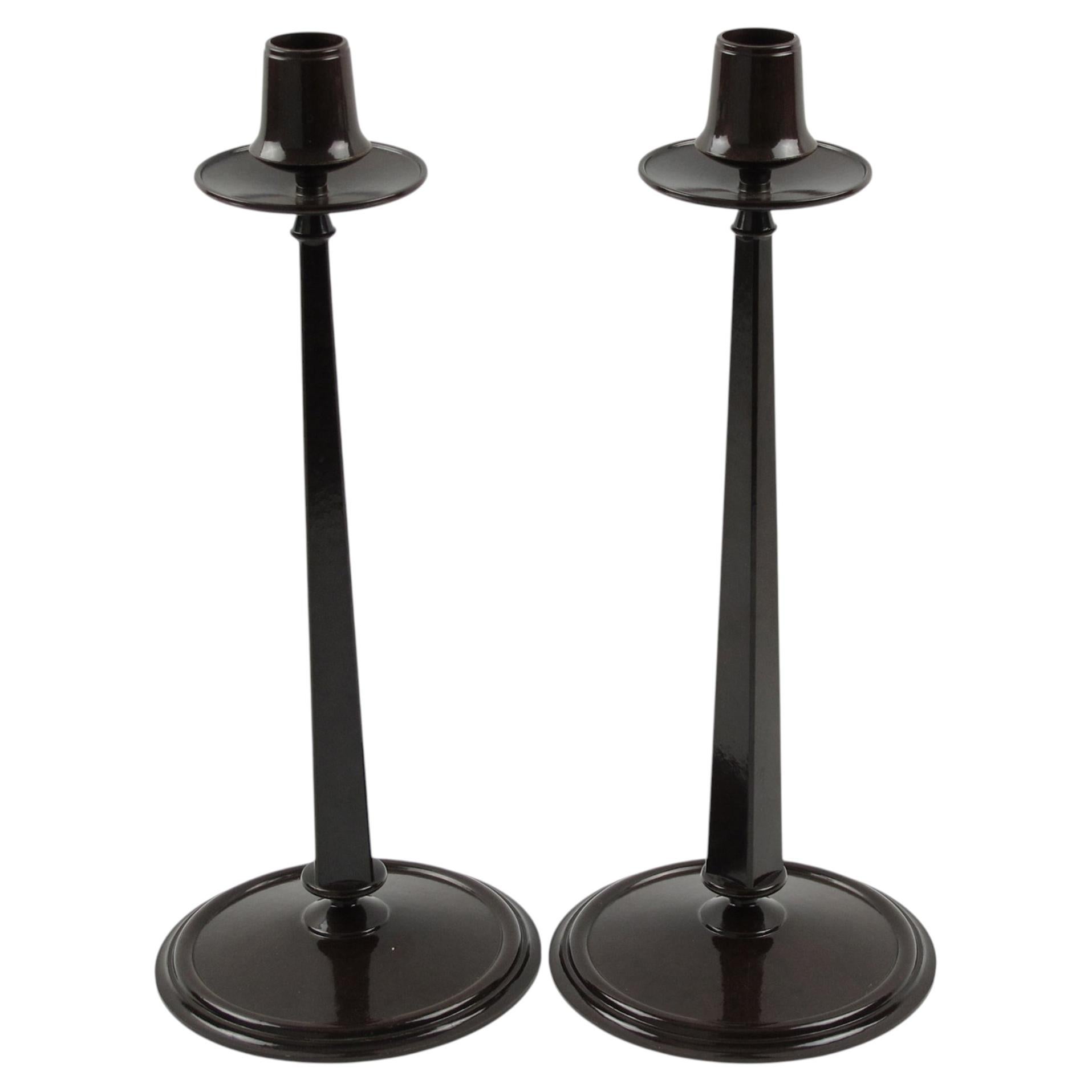 Charles Rennie Mackintosh Jugendstil Art Deco Bakelite Candlestick, a Pair For Sale