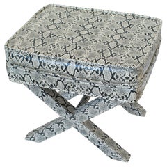 Billy Baldwin Style Python Leather X-Bench Ottoman Footstool