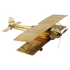 Large-Scale Brass Biplane World War I Airplane Aviation Model