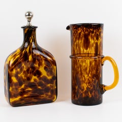 Brocca e decanter in vetro tartarugato di Christian Dior Home, circa 1960