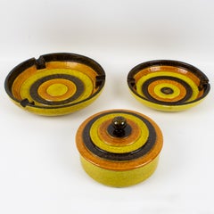Bitossi for Rosenthal Netter Ceramic Box, Bowls Vide Poche, 3 pc, circa 1960