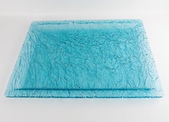 Vassoio da bar in lucite effetto ghiaccio turchese di Willy Rizzo