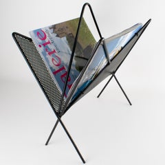 Mathieu Mategot Black Metal Butterfly Magazine Holder Rack, France circa 1950