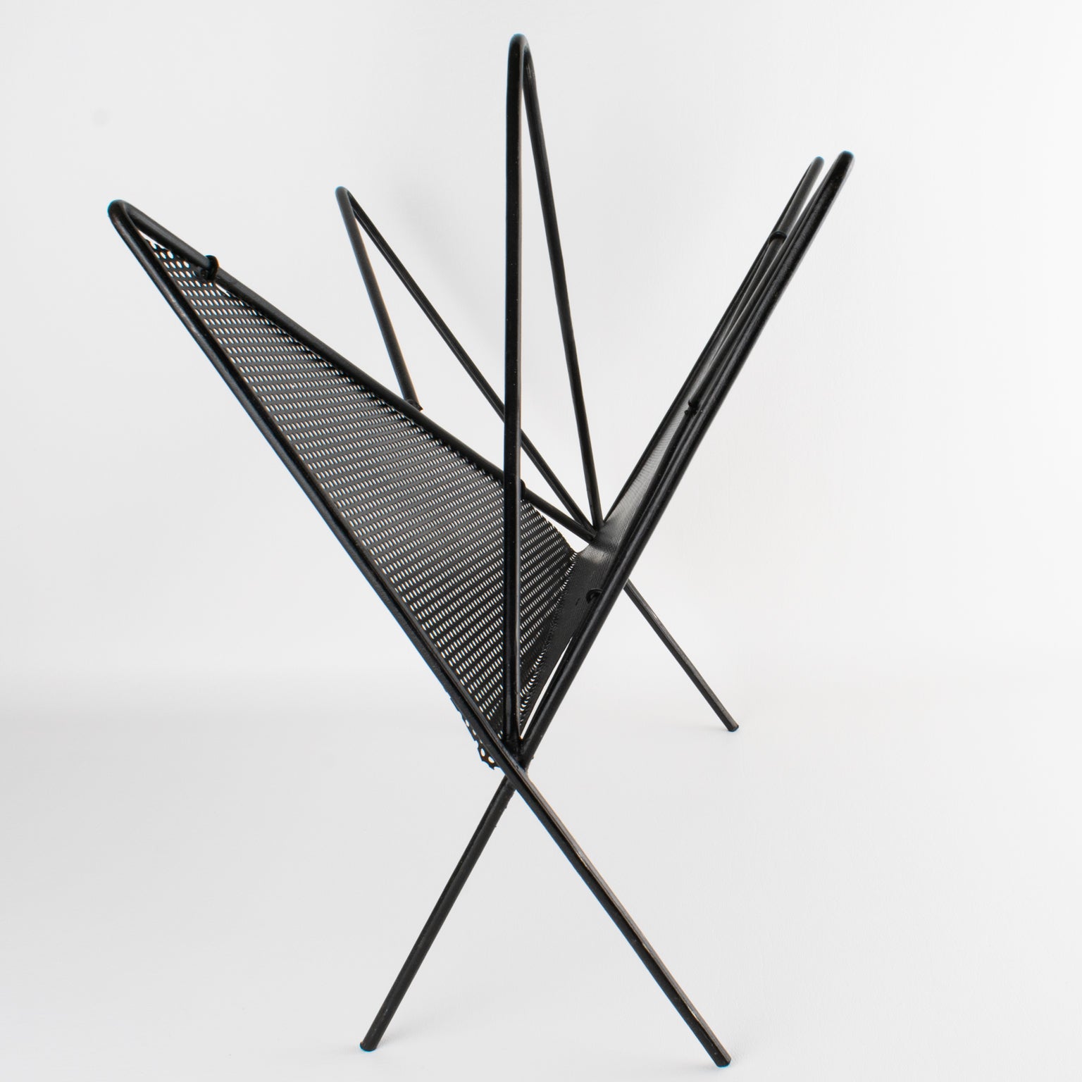 Mathieu Mategot Black Metal Butterfly Magazine Holder Rack, France