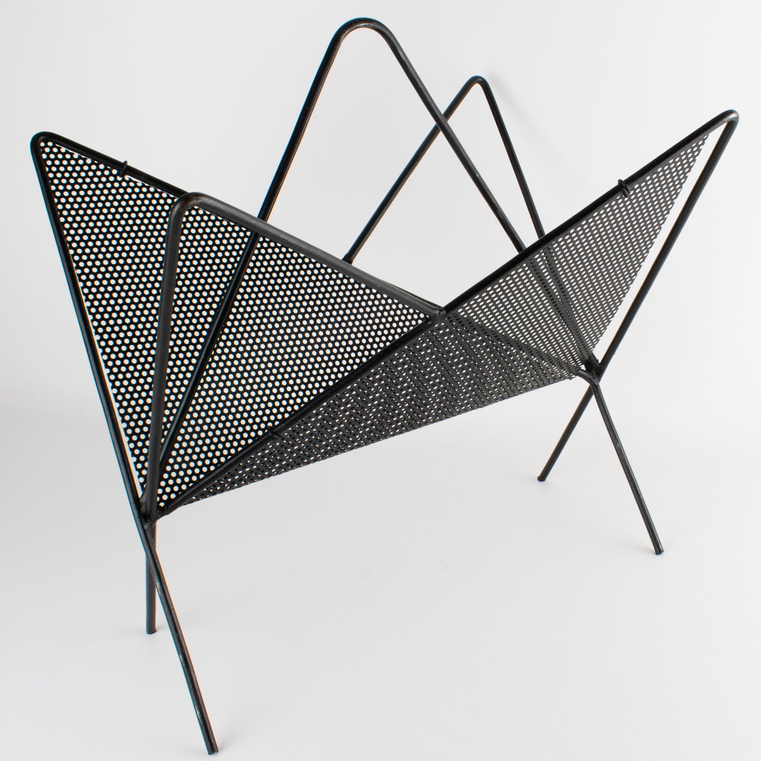 Mathieu Mategot Black Metal Butterfly Magazine Holder Rack, France