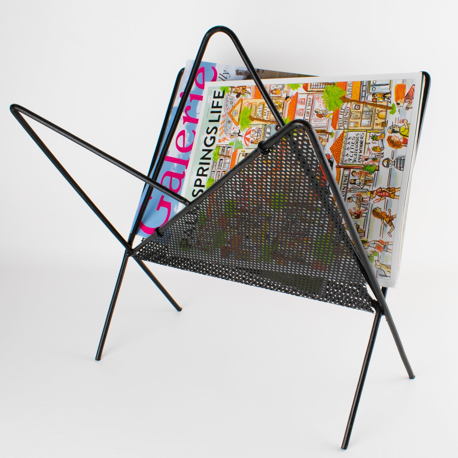 Mathieu MATÉGOT Butterfly magazine rack Mathieu Mategot Black Metal Butterfly Magazine Holder Rack, France