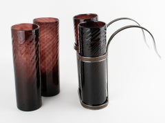 Gucci Sofa‑Side Chrome and Leather Barware Set plus 4 Murano Glasses, circa 1960