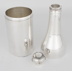 Art Deco Barware Silver Plate Cocktail Shaker Champagne Bottle Shape, circa 1930