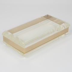 Philippe Cheverny, Geometrische Schatulle aus Lucite und vergoldetem Metall, um 1970
