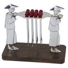 Art Deco Bakelite and Chrome Barware Cocktail Picks Server, circa 1930