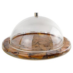 Christian Dior Tray Board Platter, Lucite and Dried Leaves, France circa 1970