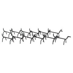 Mid-Century Wrought Iron Chopstick Knife Rests, Dog Design, 12 pieces, 1960s