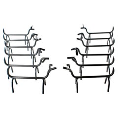 Mid-Century Wrought Iron Chopstick Knife Rests, Dog Design, 12 pieces, 1960s