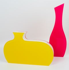 Villeroy & Boch Neon Color-block Lucite Vase, a pair, circa 1990