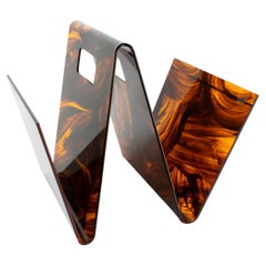 Christian Dior Modernist Tortoiseshell Lucite Magazine Holder, Rack, circa 1970