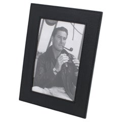 Longchamp Paris Black Stitched Leather Picture Frame, circa 1980