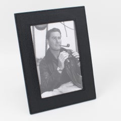 Longchamp Paris Black Stitched Leather Picture Frame, circa 1980