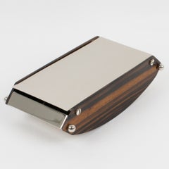 Maison Desny Style Art Deco Macassar Wood and Chrome Metal Box, 1930s