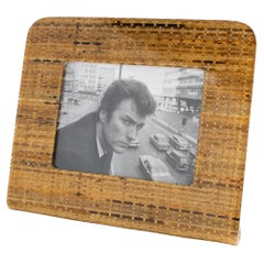 Italian Picture Frame in Lucite and Rattan, circa 1970
