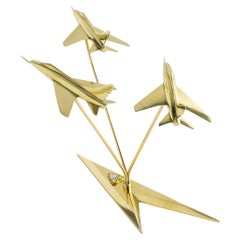 Brass Airplane Jet Squadron Aviation Model, France circa 1950