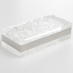 Boîte en acrylique Lucite « Willy Rizzo Style » à effet chrome et glace, vers 1970