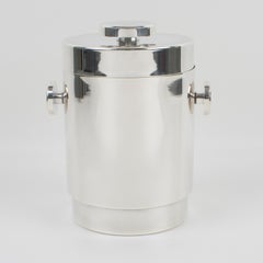 Lancel Paris Modernist Barware Silver Plate Ice Bucket Cooler, circa 1970